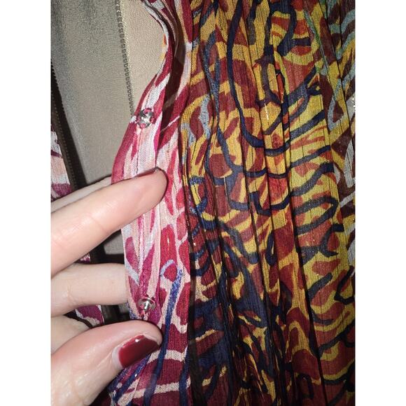 BCBG Max Azria Inga One Shoulder Silk Abstract Print Maxi Gown Dress Size 8 - Picture 5 of 7